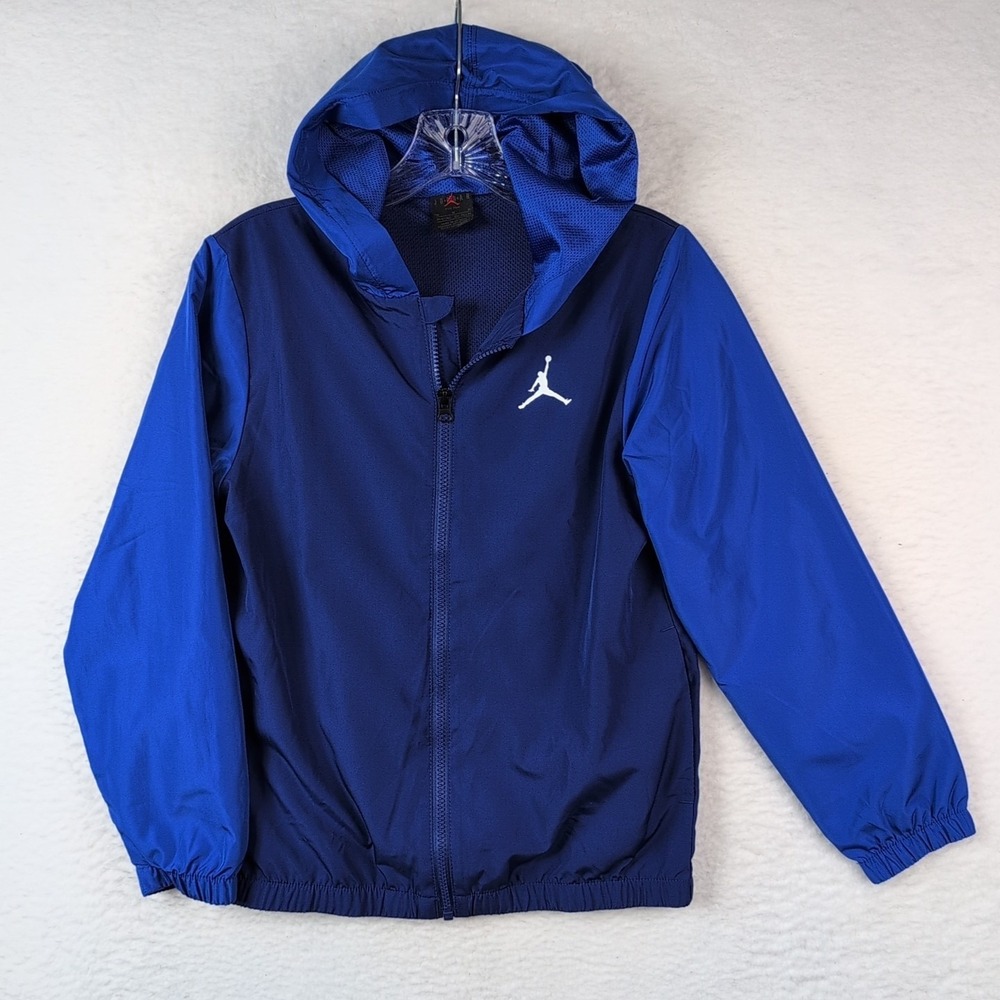 Jordan Jumpman Hooded Jacket Youth Boys Medium 10-12 Yrs Zip Windbreaker Blue